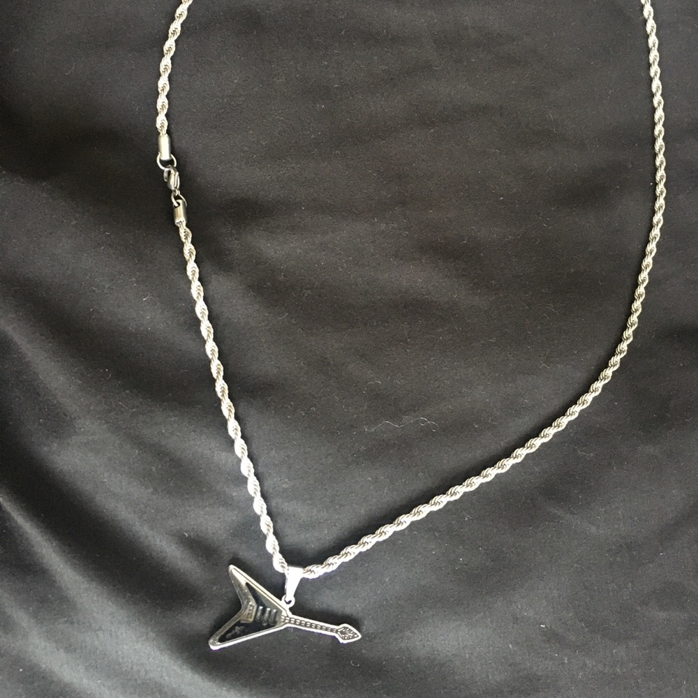 Silver Base Guitar Necklace